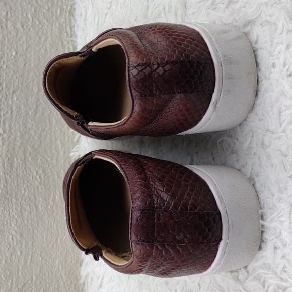 Vionic Midi Burgundy Snakeskin Leather Round Toe Platform Slip On Loafer Shoe - Picture 5 of 16